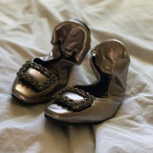 Pazzion metallic rose gold foldable flats size 9